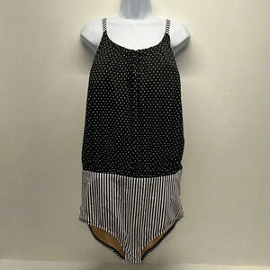Swim Cacique One Piece Swimsuit Bathing Suit Black White Polka Dot Plus Size 20